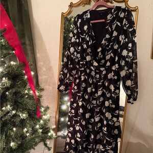 Banana Republic Black Dress with White Floral Accents
